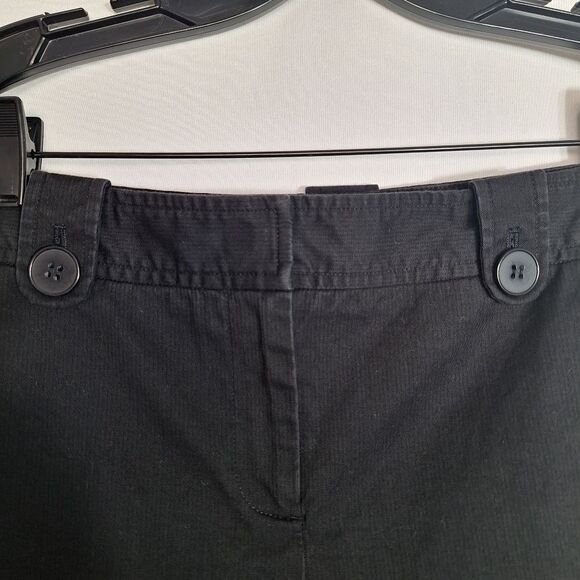 Loft Womens Capri Pants Button Detail Rolled Hem Black Sleek Size 10 - Picture 4 of 11